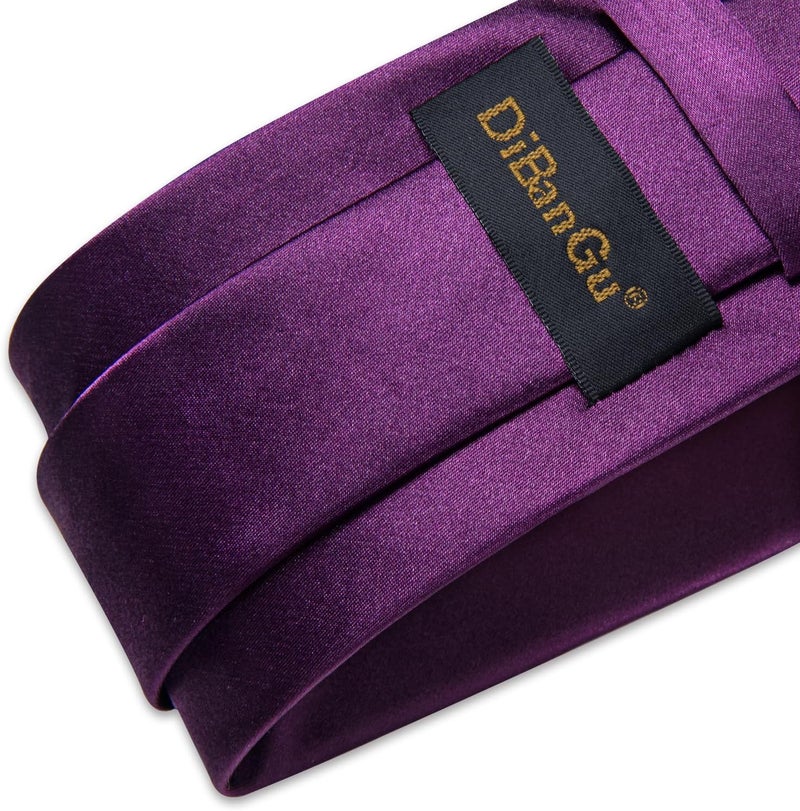 DiBanGu Mens Solid Color Tie and Pocket Square Set Woven Silk Plain Necktie & Handkerchief for Men Wedding Party Formal - Image 4